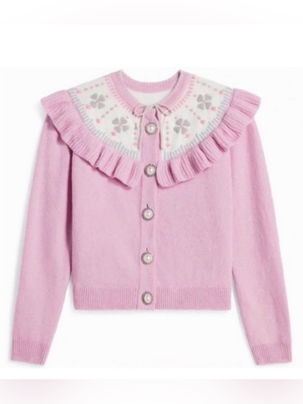 Hill House 100% Virgin Wool Cottagecore Desk Cardigan in Pink